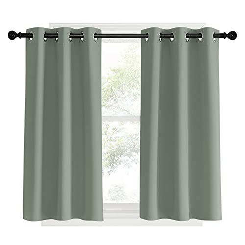 Bedroom Curtain Panels Blackout Draperies (Sage Green / 34"W x 40"L (Pack of 2))