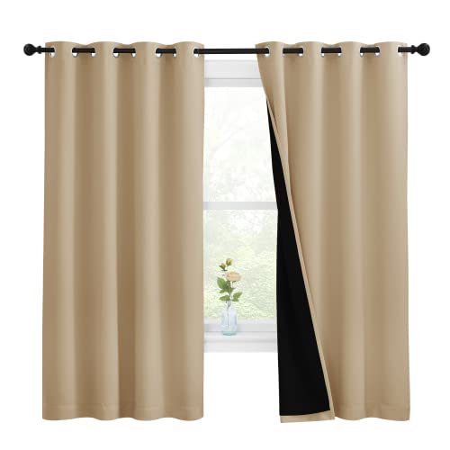 Bedroom Full Blackout Curtain Panels (Biscotti Beige / 55"W x 68"L (Pack of 2))