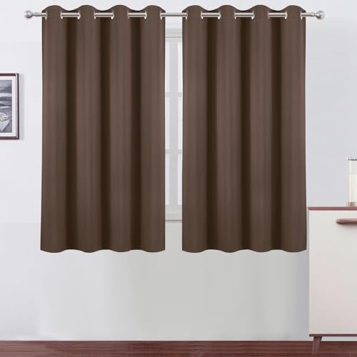 Blackout Curtains 66 x 54 Inch Long Chocolate Curtains Set of 2 Panels Room Darkening Curtains for Bedroom and Living Room (Chocolate Brown / 66"W x 54"L (Pack of 2))