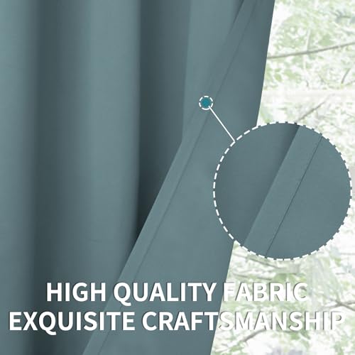 Stone Blue Blackout Curtains for Bedroom 45 Inch Long (Stone Blue / 52"W x 45"L (Pack of 2))