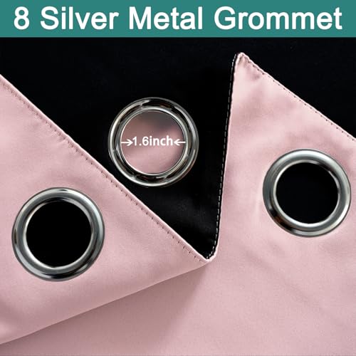Pink Blackout Curtains 84 Inches Long for Bedroom 52" Wide 1 Panel (52"W x 84"L (Pack of 1) / Pink)