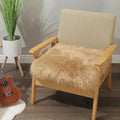 Square Fur Sheepskin Chair Cover Seat Cushion Pad Super Soft Area Rugs for Living Bedroom Sofa 18" x 18" (Light Brown / 18" x 18" (Pack of 1))