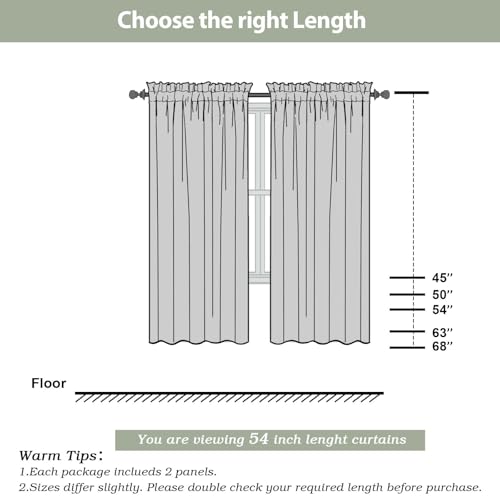 Sheer Curtains Living Room 54 inches Long (Sage Green / 42"W x 54"L (Pack of 2))