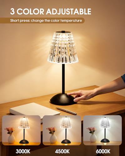2 Pack Cordless Touch Table Lamp (Black)