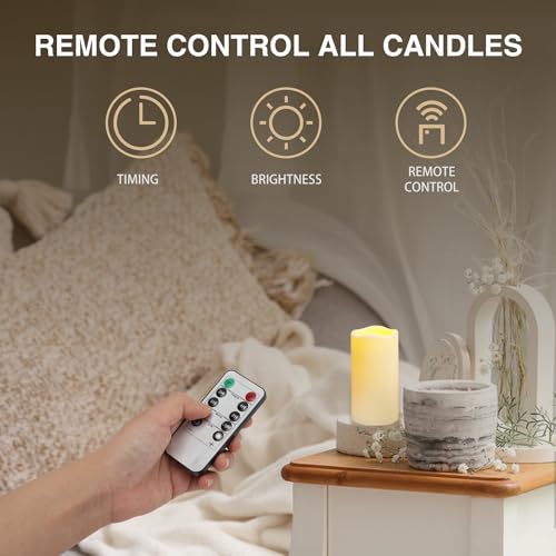 Outdoor Plastic flameless Candles with Remote Control and Timer (D3"xH5.5" - 12pack / lvory-warm light)