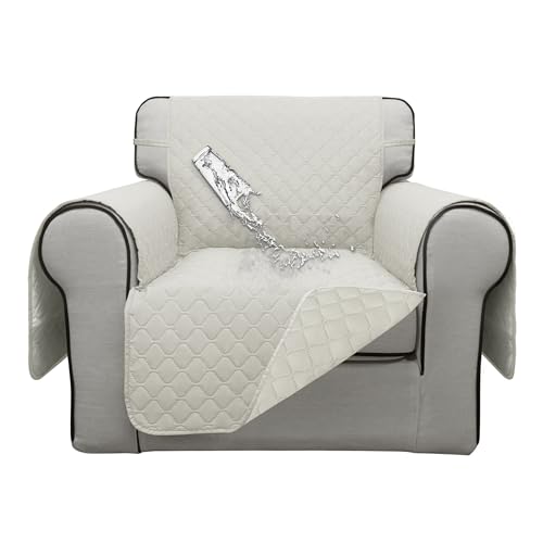 Double Protection 100% Waterproof Chair Sofa Covers for Living Room (Ivory/Ivory / Chair Small)