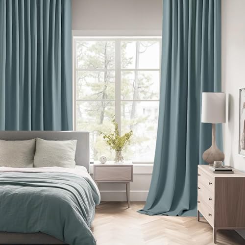 Greyish Blue Back Tab Blackout Curtains 52x108 Inch Long 2 Panel Set (Greyish Blue / 52"W x 108"L (Pack of 2))