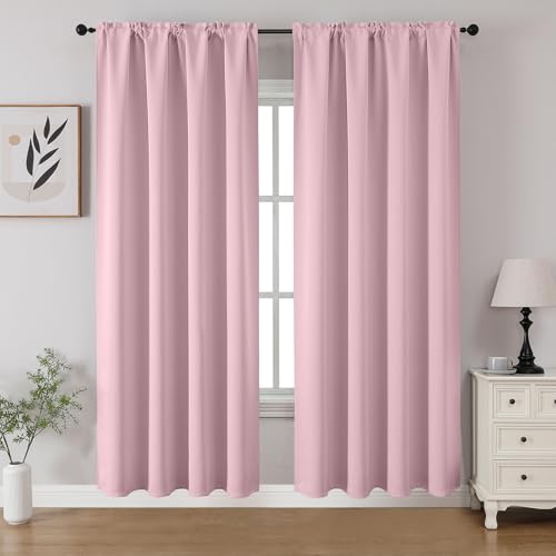 Light Pink Blackout Curtains 72 inch Length 2 Panels Set (Light Pink / 52"W x 72"L (Pack of 2))