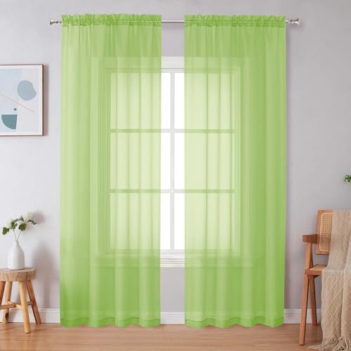 Lime Sheer Curtains 96 Inches Long (Lime / 42"W x 96"L (Pack of 2))