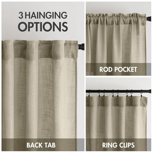 Oatmeal Linen Curtains 52x72 Inch 2 Panels for Bedroom Living Room (52"W x 72"L (Pack of 2) / Oatmeal)