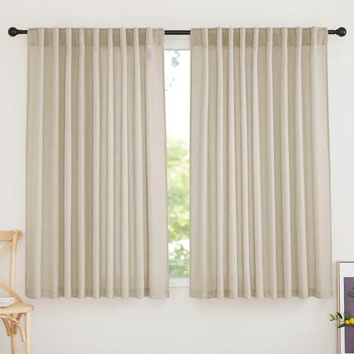 Extra Wide Sheer Curtains for Sliding Patio Door Large Window (Beige / 70"W x 63"L (Pack of 2))