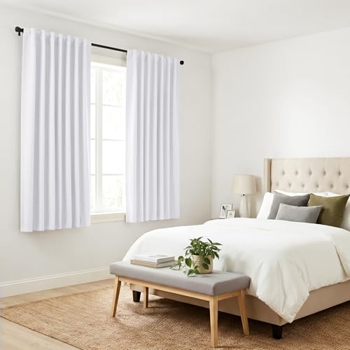 50% Light Blocking White Curtains 72 inch (Pure White / 52"W x 72"L (Pack of 2))