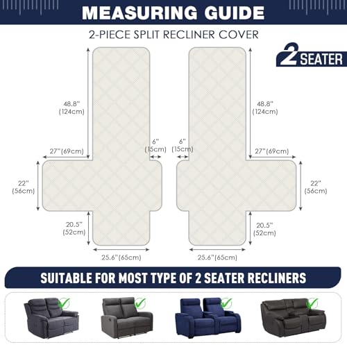 100% Waterproof Loveseat Recliner Covers 2 Seater (Ocean Blue / 2 Seater Standard)