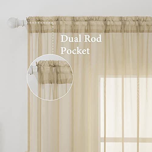 Beige Sheer Curtains 54 X 45 Inches Beige (Beige / 54"W x 45"L (Pack of 2))