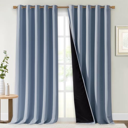 100% Blackout Curtains for Windows (Vintage Blue / 70"W x 108"L (Pack of 2))