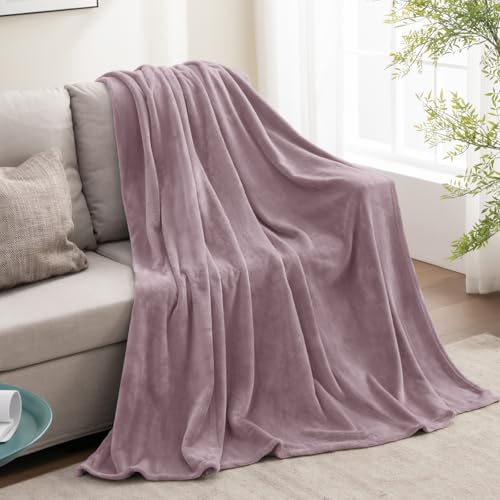 Fleece Blanket Soft Plush Twin Size Blanket Dusky Violet 60"x80" (Dusky Violet / Twin(60"x80"))