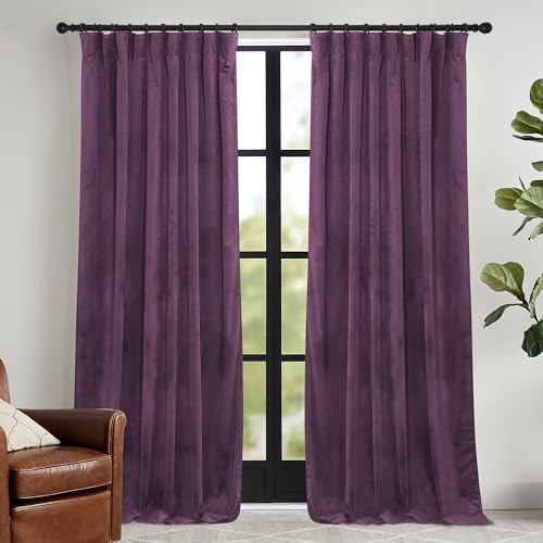 Purple Velvet Blackout Curtains 84 inches for Bedroom Living Room (Purple / 52"W x 84"L (Pack of 2))