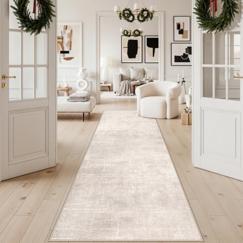Abstract 3x10 Kitchen Rug Runners (3' x 10' (Rectangular) / Beige/Cream)