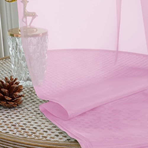 Pink Sheer Curtain 90 Inches Long 2 Panels Set (Pink / 59"W x 90"L (Pack of 2))