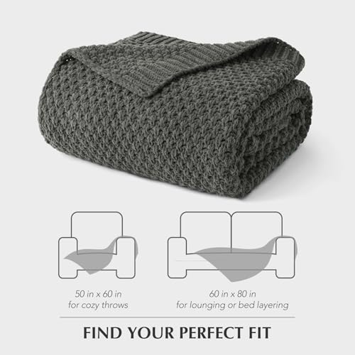 HOME Chunky Chenille Knit Throw Blanket (Charcoal Gray / 60" X 80")