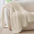 Ribbed Twin Blanket for Couch & Bed (Beige / Twin(60"x80"))