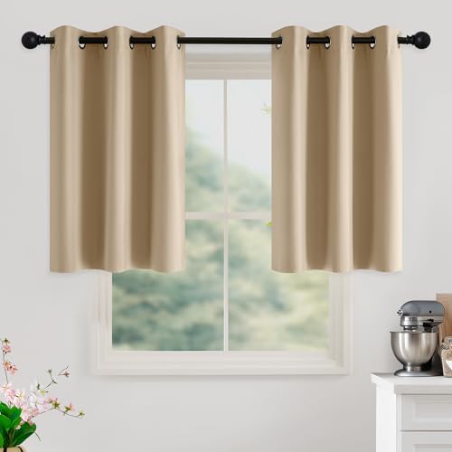 Beige Room Darkening Curtains 36 Inches Long 2 Panels for Living Room (Biscotti Beige / 40"W x 36"L (Pack of 2))