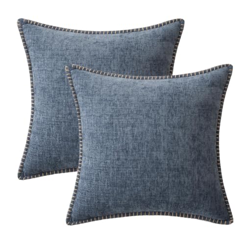 Decorative Couch Throw Pillow Covers 16x16 in Dark Grey Blue 2 Pack (Dark Grey Blue / 16" x 16" (Pack of 2))