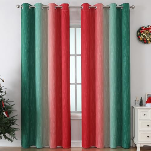 Red and Green Ombre Blackout Curtains 52Wx84L 2 Panels (Green and Red / 52"W x 84"L (Pack of 2))