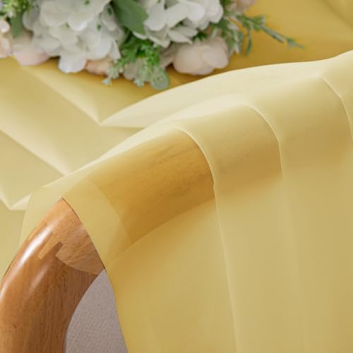 Yellow Sheer Curtains 54 Inch Length 2 Panels (Yellow / 40"W x 54"L (Pack of 2))