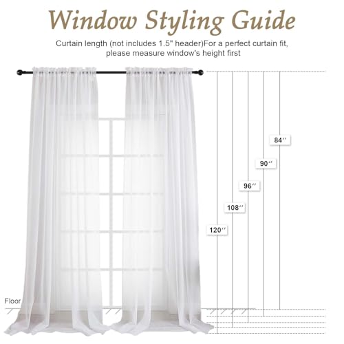 White Bedroom Curtains 2 Panel Sets 90 Inch Length (White / 59"W x 90"L (Pack of 2))
