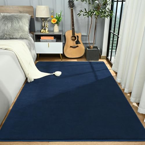 Navy Blue Area Rugs for Bedroom Living Room (4' x 6' (Rectangular) / Navy Blue)