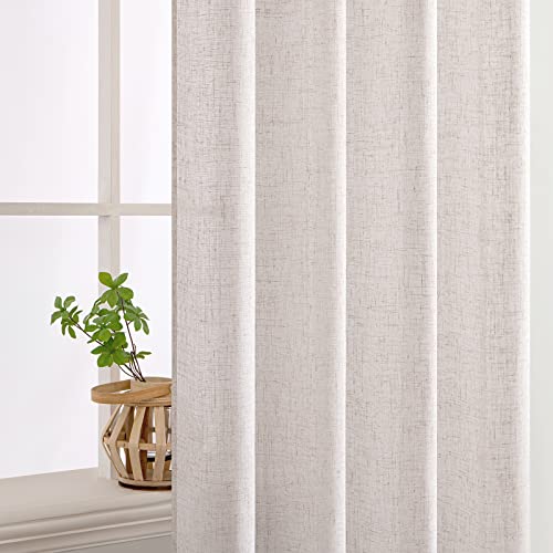 White Linen Curtains 52x72 Inch Length for Bedroom Living Room (52"W x 72"L (Pack of 2) / Bleached Linen)
