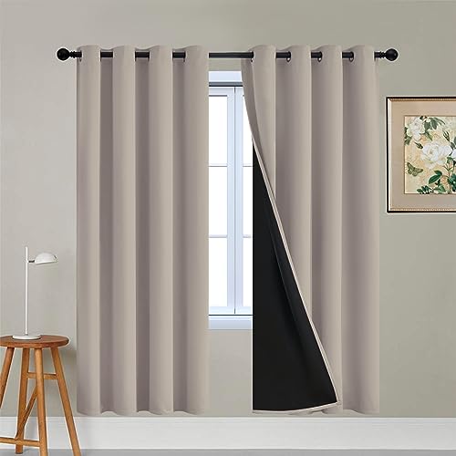Natural Blackout Curtains 72 Inches Long for Bedroom 52" Wide 2 PCS (52"W x 72"L (Pack of 2) / Natural)