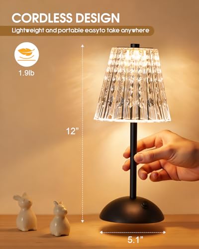 2 Pack Cordless Touch Table Lamp (Black)