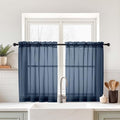 Navy Blue Small Sheer Curtains 2 Panels Set (42"W x 36"L (Pack of 2) / Navy Blue)
