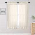 Sheer Curtains 63 inch Length 2 Panels Set (Cream / 42"W x 63"L (Pack of 2))