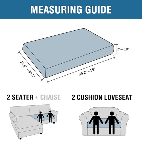 Super Stretch Individual Seat Cushion Covers Sofa Covers Couch Cushion Covers Slipcover Sets Thick Jacquard Textured Twill Fabric (Natural / 1 Cushion Loveseat)