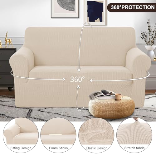 Loveseat Cover Stretch Couch Cover Sofa Slipcover (Beige / Loveseat)