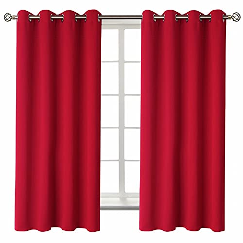 Room Darkening Curtains 63 Inches Long (Red / 52"W x 63"L (Pack of 2))