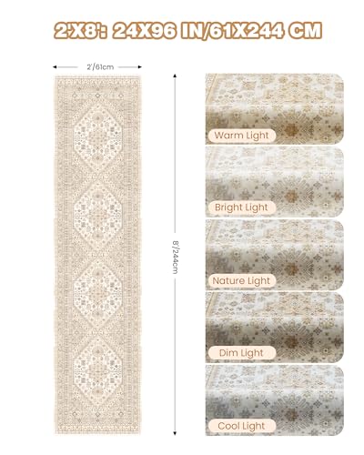 Runner Rug 2x8 Runners for Hallways Washable Rugs (Cream/Beige / 2' x 8' (Runner))