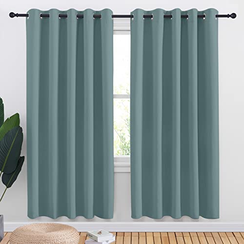Greyish Blue Blackout Draperies Curtains for Kids Room (Greyish Blue / 70"W x 72"L (Pack of 2))