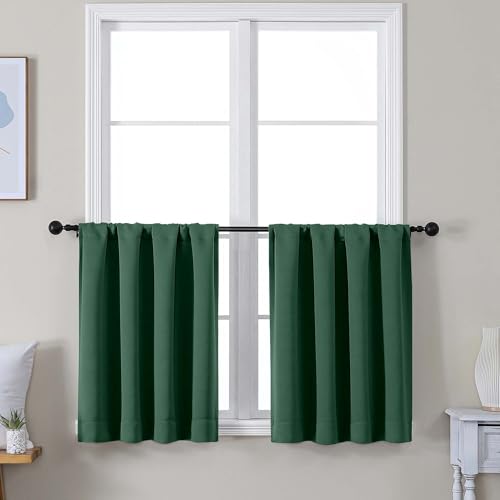 Ava Ever Green Short 30 Inches Blackout Curtain 2 Panels Set (Ever Green / 30"W x 30"L (Pack of 2))