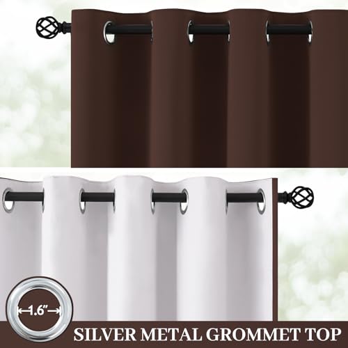 Brown 100% Blackout Curtain Panels 63 inches (50"W x 63"L (Pack of 2) / Brown With White Backing)