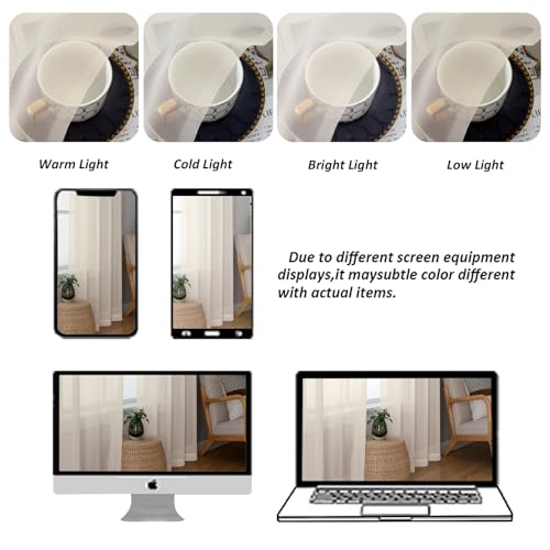 Cream Sheer Curtains 78 Inches Long 2 Panels Set for Living Room (Cream / 42"W x 78"L (Pack of 2))