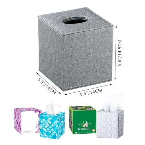 Linen Tissue Box Cover Square (Gray Cloth / Large)