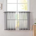Grey Tier Curtains for Kitchen 24 Inches Long 2 PaSet (Charcoal Grey / 42"W x 24"L (Pack of 2))