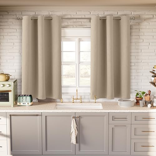 Short Curtains for Small Window 54 Inch Long (Sand / 38"W x 54"L (Pack of 2))