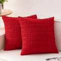 Pack of 2 Corduroy Decorative Throw Pillow Covers 22x22 Inch (Red / 22" x 22" (Pack of 2))