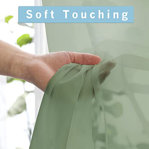 Sage Green Sheer Curtains 96 Inches Long 2 Panels Set (Sage Green / 42"W x 96"L (Pack of 2))