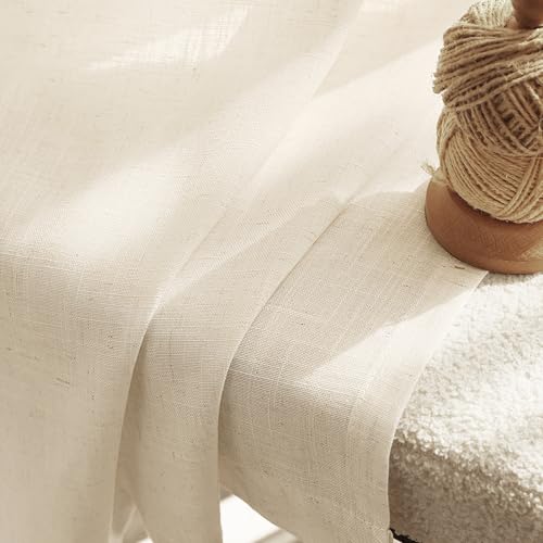 Apricot Linen Curtain 90 inch Length 2 Panels Set Back Tab Light Filtering Living Room Curtain Drapes Home Office Modern Minimalist Decor Farmhouse Boho Neutral Cream Semi Sheer Curtain 90 inch Long (Apricot / 52"W x 90"L (Pack of 2))